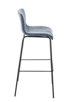 Barstoel Heovor Stof 4-poots frame zwart, Blauw
