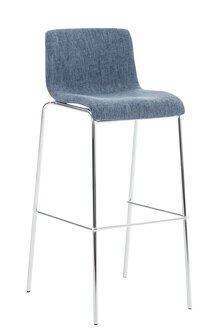 2-delige set barkrukken Heovor Stof 4-poot frame chroom, Blauw