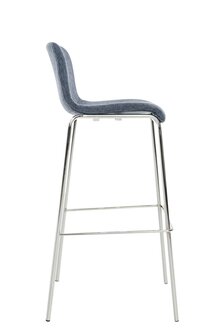 2-delige set barkrukken Heovor Stof 4-poot frame chroom, Blauw