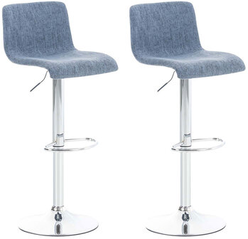 2-delige set barkrukken Heovor Stof chroom, Blauw