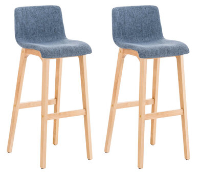 2-delige set barkrukken Heovor stof Natura, Blauw