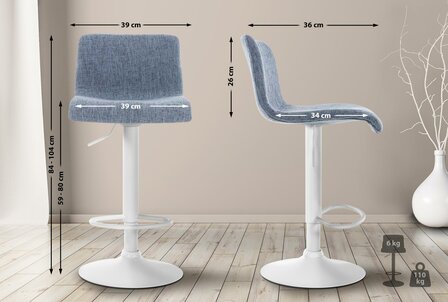 Barstoel Heovor Stof W, Blauw