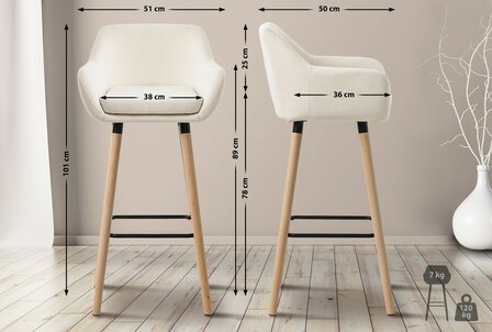 2-delige set barkruk Grint Stof, 
