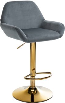Barkruk Braga Goud Fluweel, Grijs