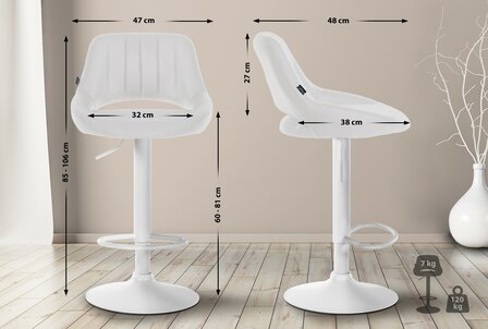 Barstoel Melit Kunstleer wit, Wit
