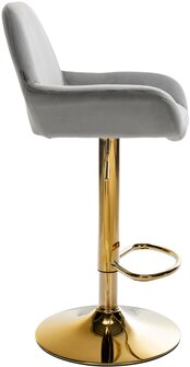 Barkruk Braga Goud Fluweel, Grijs