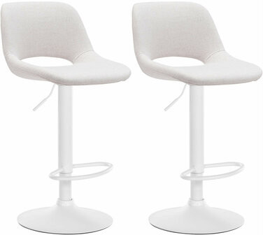 2-delige set barkrukken Cemdan stof wit, Creme
