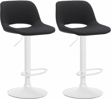 2-delige set barkrukken Cemdan stof wit, Zwart