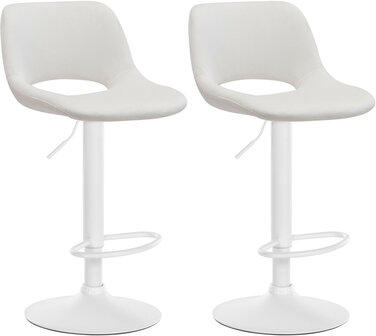 2-delige set barkrukken Cemdan fluweel wit, Creme