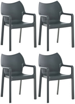 4-delige set stoel Davi, Grijs