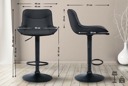 2-delige set barkrukken Venoro kunstleer zwart, Zwart