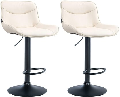 2-delige set barkrukken Venoro kunstleer zwart, Creme