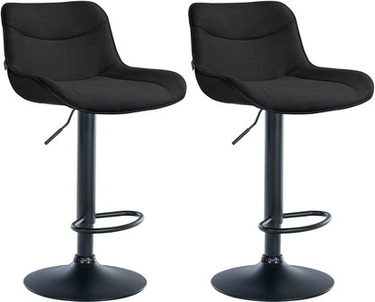 2-delige set barkrukken Venoro stof zwart, Zwart
