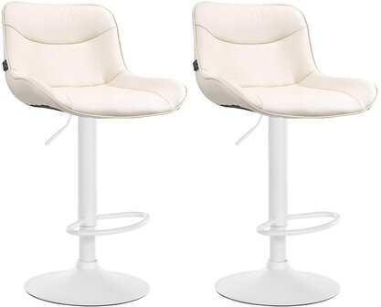 2-delige set barkrukken Venoro kunstleer wit, Creme