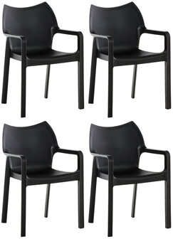 4-delige set stoel Davi, Zwart