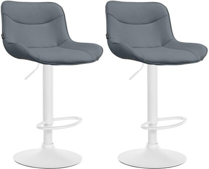 2-delige set barkrukken Venoro kunstleer wit, Grijs
