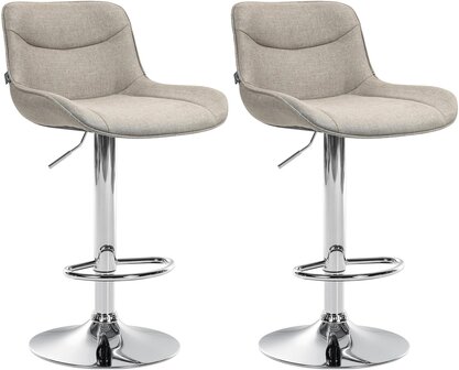 2-delige set barkrukken Venoro stof chroom, Taupe