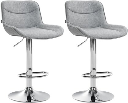 2-delige set barkrukken Venoro stof chroom, Grijs
