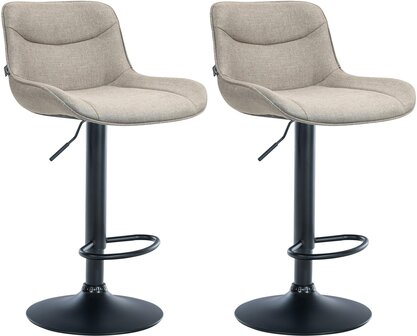 2-delige set barkrukken Venoro stof zwart, Taupe