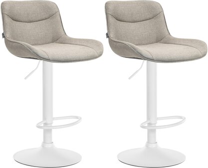 2-delige set barkrukken Venoro stof wit, Taupe