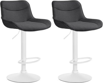 2-delige set barkrukken Venoro stof wit, Grijs