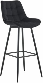 Barkruk Dortfard Fluweel, Zwart