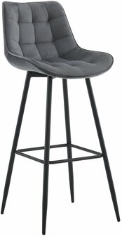 Barkruk Dortfard Fluweel, Grijs