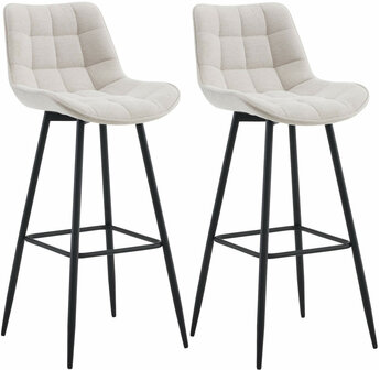 2-delige set barkrukken Dortfard Stof, Creme