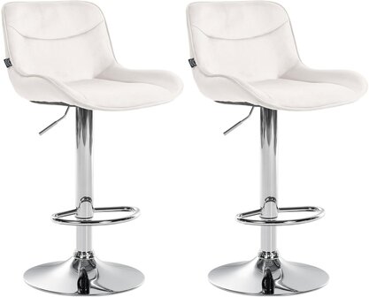 2-delige set barkrukken Venoro fluweel chroom, Creme