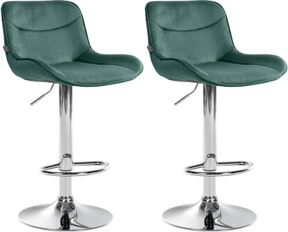 2-delige set barkrukken Venoro fluweel chroom, Groen