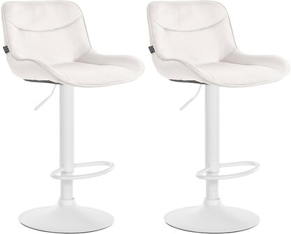2-delige set barkrukken Venoro fluweel wit, Creme