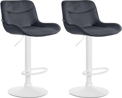2-delige set barkrukken Venoro fluweel wit, Zwart