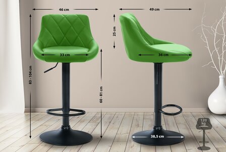 Barstoel Lozia Kunstleer zwart, Groen