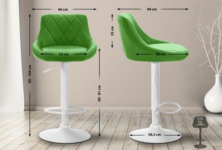 Barstoel Lozia kunstleer wit, Groen