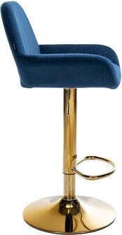 2-delige set barkrukken Braga Goud Fluweel, Blauw