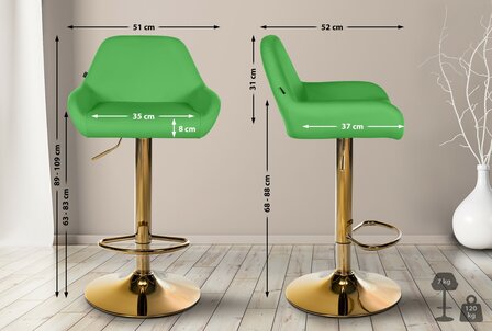 Barstoel Braga Goud Kunstleer, Groen