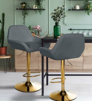 Barstoel Braga Goud Kunstleer, Grijs