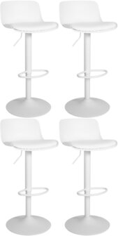 4-delige set barkrukken Ilmidi kunstleer, Wit