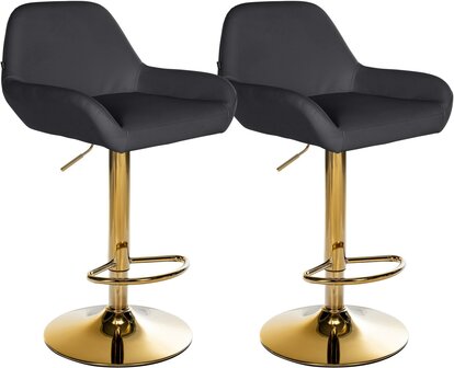 2-delige set barkrukken Braga Goud Kunstleer, Zwart