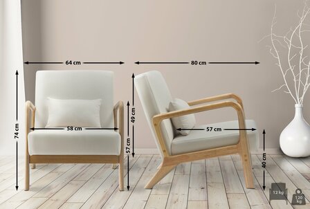 Fauteuil Hebbeng Stof, Creme
