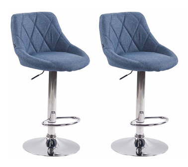 2-delige set barkrukken Lozia Stof C, Blauw