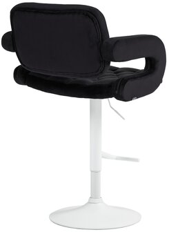 Barkruk Diblun Fluweel wit, Zwart