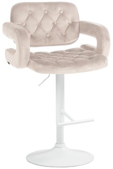 Barkruk Diblun Fluweel wit, Creme