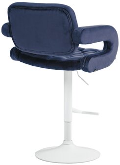 Barkruk Diblun fluweel wit, Blauw