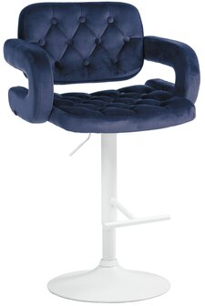 Barkruk Diblun fluweel wit, Blauw