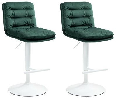 2-delige set barkrukken Dimir fluweel wit, Groen