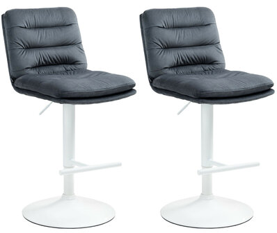 2-delige set barkrukken Dimir fluweel wit, Grijs
