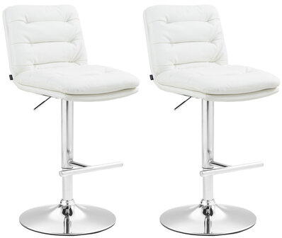 2-delige set barkrukken Dimir kunstleer chroom, Wit