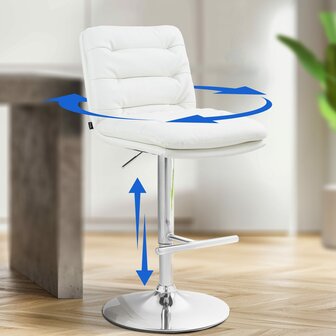 2-delige set barkrukken Dimir kunstleer chroom, Wit