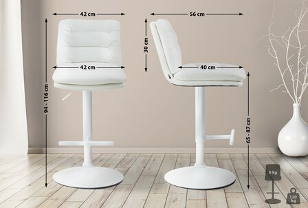 2-delige set barkrukken Dimir kunstleer wit, Wit